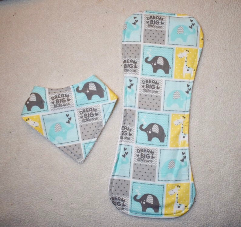 Dream Big Little One Burp Cloth and Bib Set- Flannel with Terry Cloth Backing