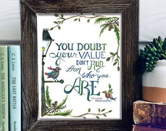 Aslan quote, Chronicles of Narnia, Narnia print, cs lewis, watercolor print, literary quote, inspirational wall art, nursery wall art