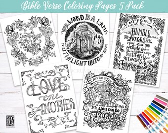 scripture coloring pages INSTANT DOWNLOAD, Christian Illustrated faith, framable, bible journaling printable