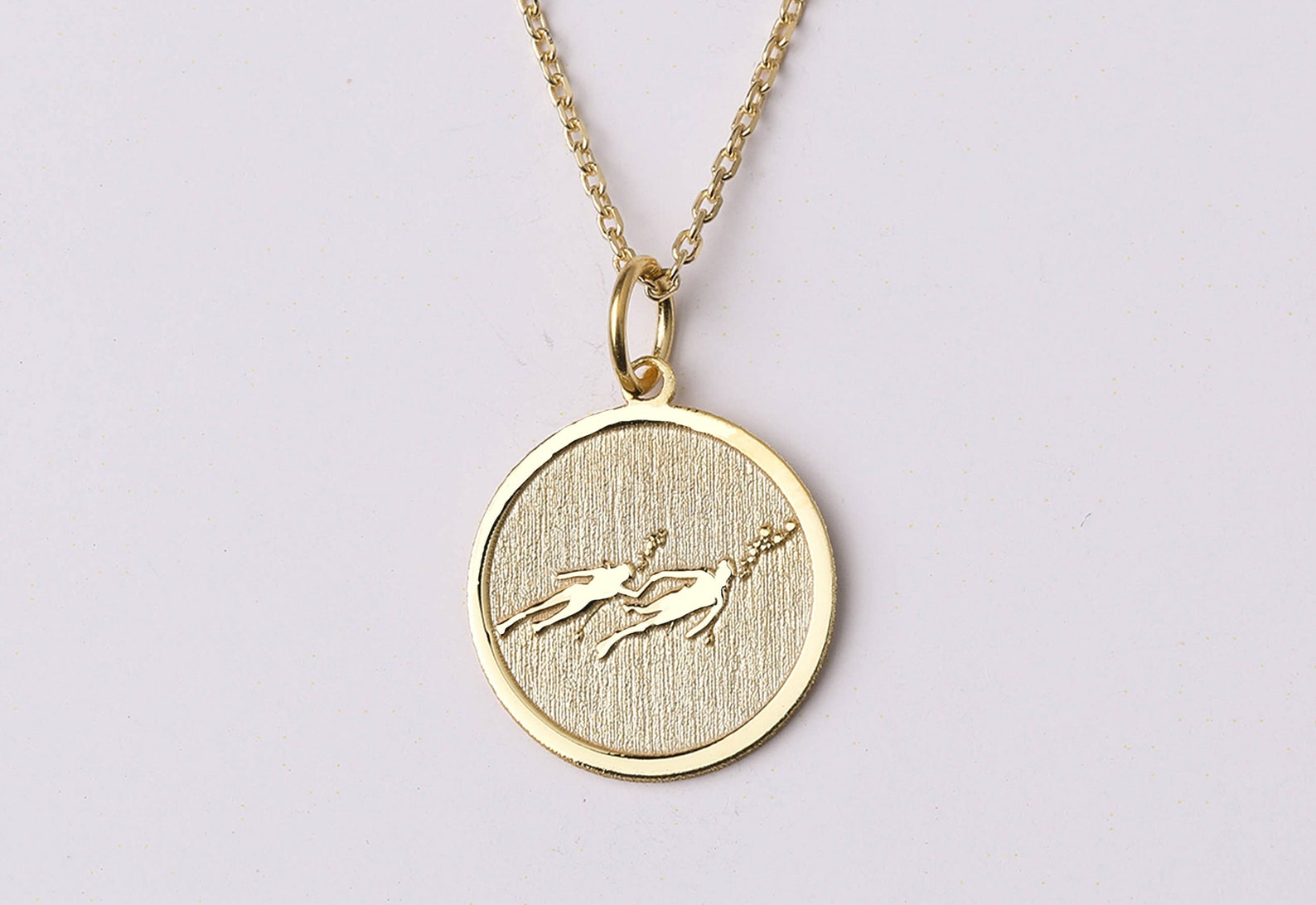 14k Gold Diver Necklace Personalized Diver Pendant Scuba Etsy