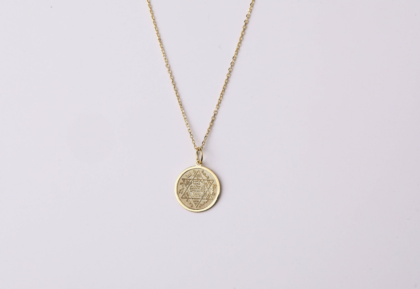 14k Solid Gold Seal of Solomon Necklace Solomon Pendant - Etsy