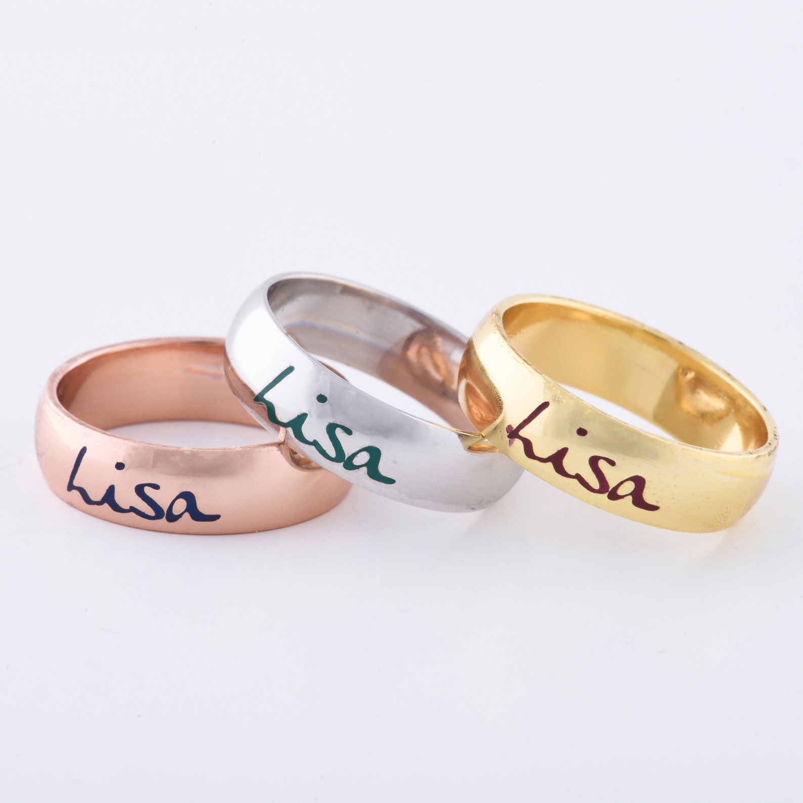 Rings With Names Stacking Name Rings Stacked Name Rings - Etsy
