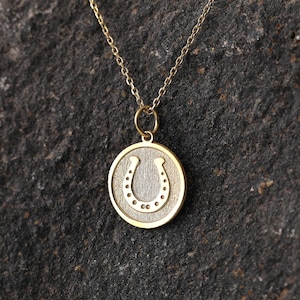 14k Gold Horseshoe Necklace on Dainty, Personalized Horseshoe Pendant, Best Friend Gift, Good Luck Gifts, Real Gold Lucky Charm, Gold Gift