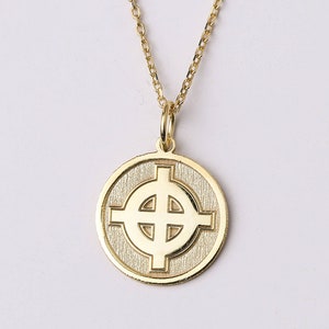 14k Gold Celtic Cross Necklace, Personalized Celtic Cross Pendant, Trinity Knots Cross Necklace, Irish Jewelry, Celtic Knot Cross Necklace