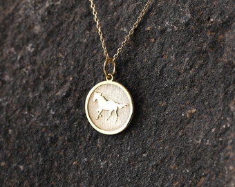 14k Gold Horse Necklace, Personalized Horse Necklace, Horse Pendant, Animal Necklace, Colt Charm Necklace, Best Friend Gift, Animal Jewelry