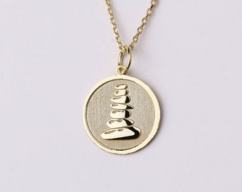 Zen Balance Stone Halskette, personalisierter Stein Anhänger, Zen Schmuck Geschenk für sie, Meditation Charm Halskette, 14k Solid Gold Option