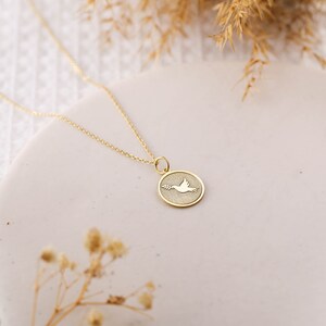 14k Gold Dove with Olive Branch Necklace, Personalized Dove with Olive Branch Pendant, Dove Necklace, Bird Charm Necklace, Best Friend Gift image 5