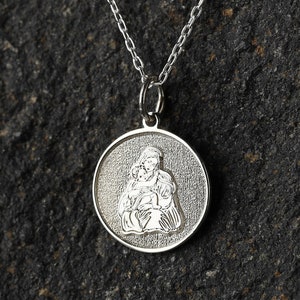 14k Gold Mary Mother and Jesus Necklace, Personalize Virgin Mary Pendant, Baby Jesus Necklace, Christian Jewelry Gift, Jesus Christ Necklace