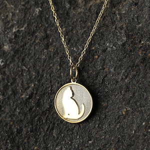 14k Gold Cat Necklace, Personalized Cat Pendant, Gifts for Pet Owner, Cat Lover Gift, Necklace for Mom, Pet Memorial Jewelry Gift, Cat Charm
