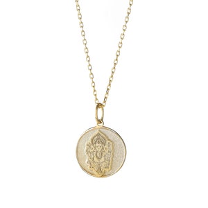Ganesha-hängehalsband, personlig Ganesh-berlock, andliga gåvosmycken, skyddande amuletthalsband, massivt 14K guldalternativ bild 6