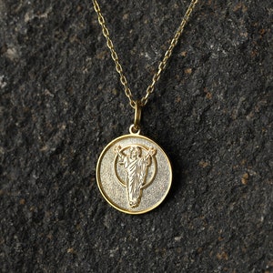 14k Gold Jesus Christ Necklace, Personalized Jesus Pendant, Resurrection Jesus Necklace, Christian Jewelry Gift, Religious Symbol Necklace