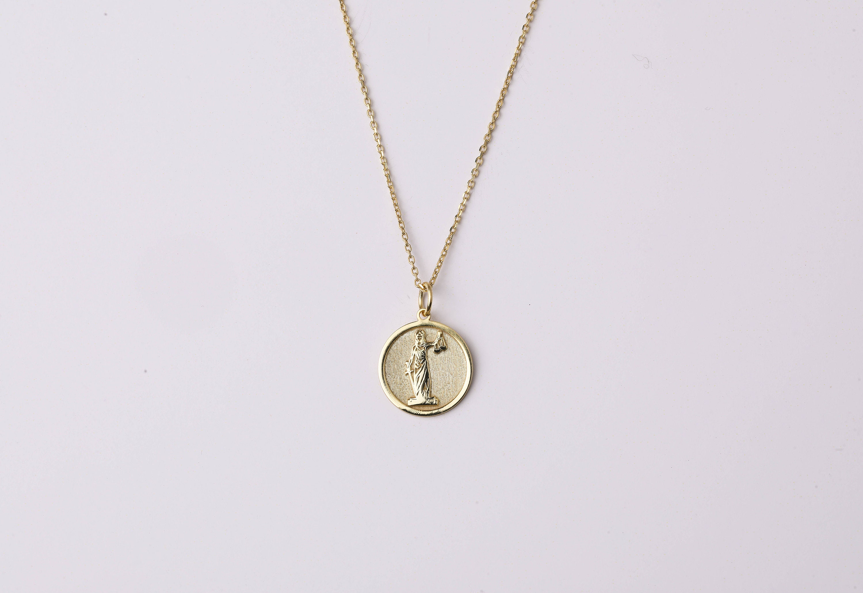14k Gold Lady Justice Necklace, Personalized Lady Justice Pendant, Lawyer Graduation Necklace, Lawyer Necklace Charm, Attorney in Law Gift