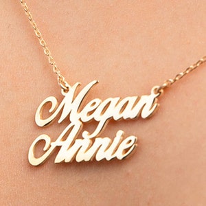 gepersonaliseerde meerdere naam ketting, twee naam ketting goud, beste vriend cadeau, gepersonaliseerde dubbele naam ketting, gepersonaliseerde sieraden cadeau