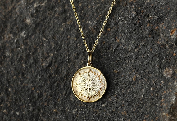 14k Gold Pentagram Sun Moon Necklace, Personalized Occult Pendant, Gothic Necklace, Goddess Pentagram Pendant, Wiccan Necklace, Occult Gift