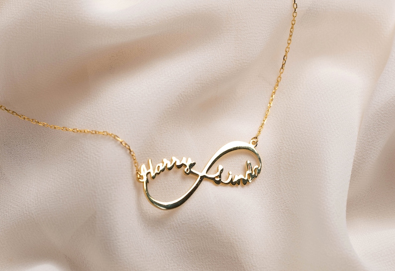 Infinity Name Necklace 14K Gold Personalized Infinity Etsy