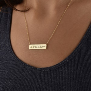 Personalized Bar Necklace, Simple Bar Necklace, Hieroglyph Necklace , Custom Necklace, Name Necklace, Birthday Gift Necklace, Mom Gift Gold image 4