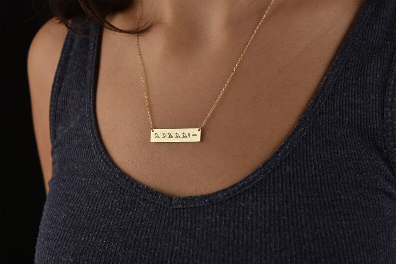 Personalized Bar Necklace, Simple Bar Necklace, Hieroglyph Necklace , Custom Necklace, Name Necklace, Birthday Gift Necklace, Mom Gift Gold image 4