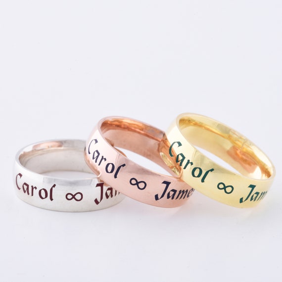Couple Ring Gold Name 14k Jewelry Custom Your Personalized Letter Gift Band  Ring | eBay
