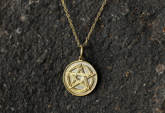 14k Gold Pentagram Necklace Personalized Pentagram Pendant Occult Jewelry Wiccan Witch Necklace Halloween Gift Necklace Gothic Pendant Etsy Canada