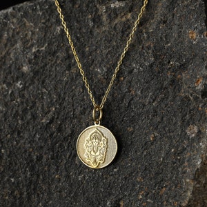 Ganesha-hängehalsband, personlig Ganesh-berlock, andliga gåvosmycken, skyddande amuletthalsband, massivt 14K guldalternativ bild 5
