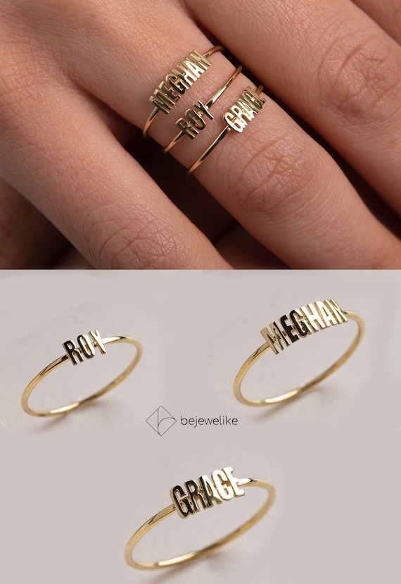 Stackable name hotsell rings etsy
