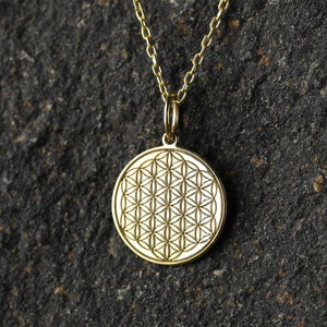 14k Gold Flower Of Life Necklace, Personalized Flower Of Life Pendant, Seed of Life Necklace, Jewelry Gift Pendant, Flower Of Life Charm