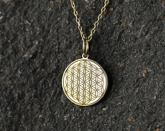 14k Gold Flower Of Life Necklace, Personalized Flower Of Life Pendant, Seed of Life Necklace, Jewelry Gift Pendant, Flower Of Life Charm