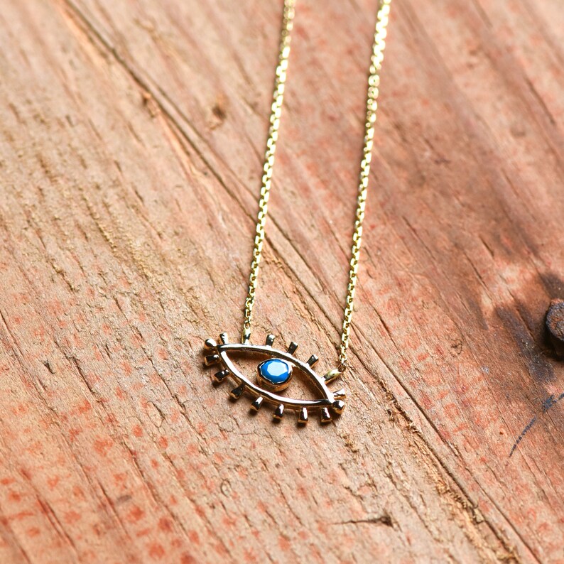 Evil Eye Pendant Gold, Bridesmaid Necklace, Evil Eye Necklace Gold, 14K ...