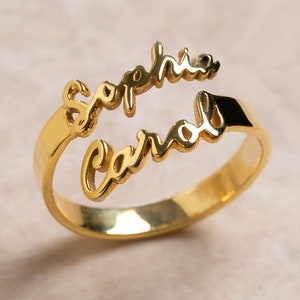 2 Names Ring Gold, Double Name Ring,  Personalize Two Names Ring, Custom Name Ring, Special Double Names Ring, Couple Rings, Multi Name Ring