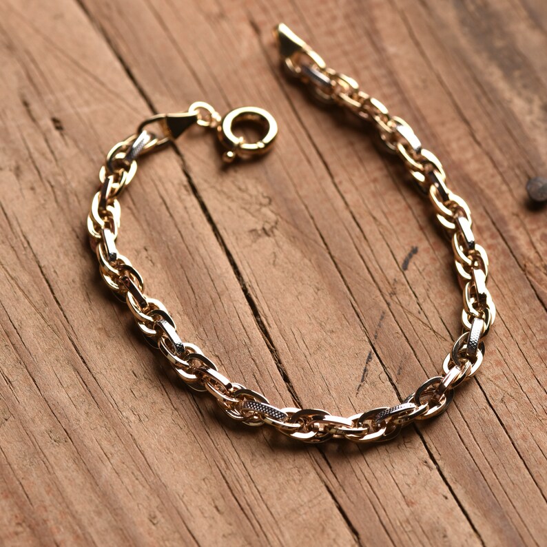 14K Gold Chunky Gold Chain Bracelet Women's Chain Etsy