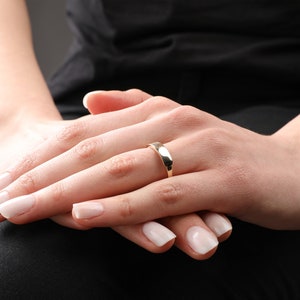 14k Gold Tiny Signet Ring, Basmala Ring, Personalize Simple Ring, Gold Name Ring, Gold Letter Ring, Gold Gift for Mom, Ring for Men, Woman image 3