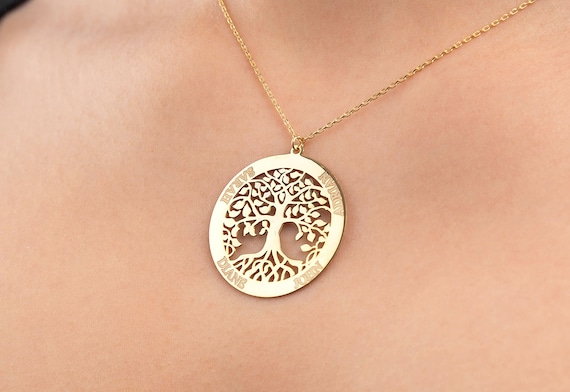 Collana nome albero genealogico, collana albero della vita personalizzata, gioielli di famiglia, gioielli per la festa della mamma, regalo per la mamma, collana di nomi di famiglia - Italia