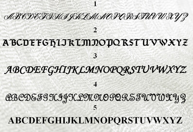 May include: Five rows of the alphabet in different cursive fonts. The first row is in a script font, the second row is in a block font, the third row is in a cursive font, the fourth row is in a script font, and the fifth row is in a block font.