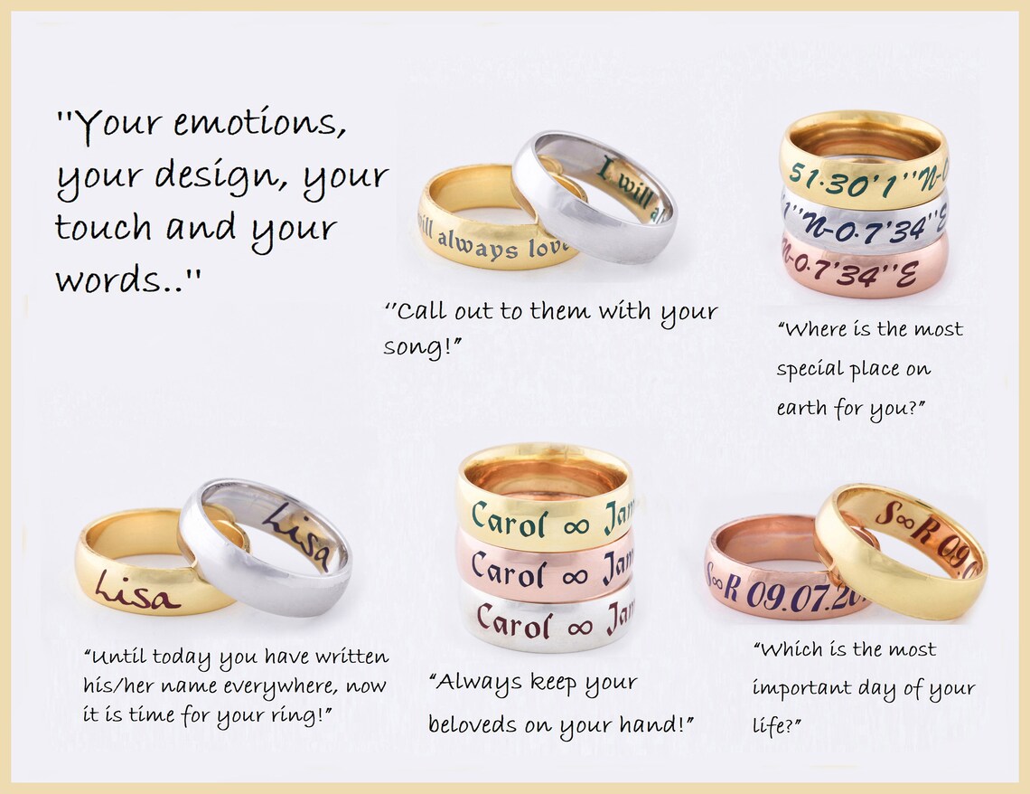 Rings With Names Stacking Name Rings Stacked Name Rings - Etsy