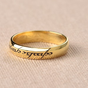 Elvish Gold Ring Band, Elvish Gold Ring, Gouden Elfen Ring, Gepersonaliseerde Aangepaste Ring, Elvish Ring, Fantasy Ring, Naam Ring, Gouden Ring