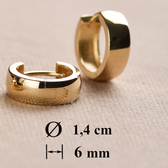 14K Gold Hoop Earrings, 4-6 MM Thick Hoop Earrings, Gold Earlobe Hoop, Small Gold Hoop Earrings, Dainty Huggie Earrings, Thin Hoop Earrings