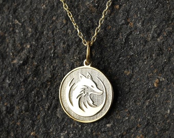 Collana con volpe in oro 14k, ciondolo con volpe personalizzato, collana con testa di volpe, gioielli con animali, collana regalo di compleanno, gioielli personalizzati per animali domestici, ciondolo con animale