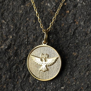 14k Gold American Winged Eagle Necklace, Personalized American Eagle Pendant, Animal Gift Men Jewelry, Bird Necklace, Eagle Jewelry Gift