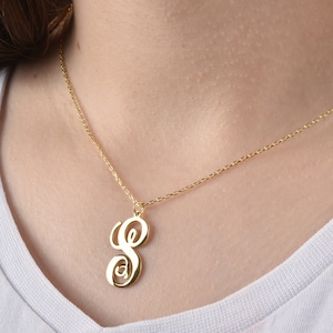 14K Solid Gold Monogramm Halskette, zierliche Monogramm Halskette, benutzerdefinierte Monogramm Buchstaben Halskette, Name Schmuck, Brirthday Geschenk, Gold Geschenk