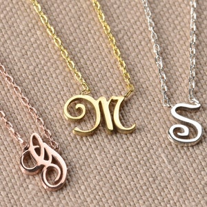 14K Gold Tiny Letter Necklace, Simple Letter Necklace, Initial Necklace, Personalized Letter Necklace, Necklace for Women, Personalized Gift