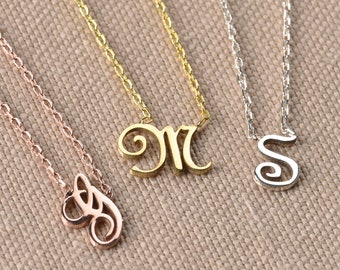 Collar de letras diminutas de oro de 14K, collar de letras simples, collar inicial, collar de letras personalizado, collar para mujeres, regalo personalizado