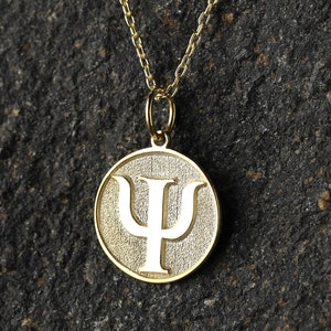 14k Gold Psychology Symbol Necklace, Personalized Psychology Symbol Pendant, Psychologist Gift Necklace, PSI Necklace, Psi Jewelry, Psi Gift