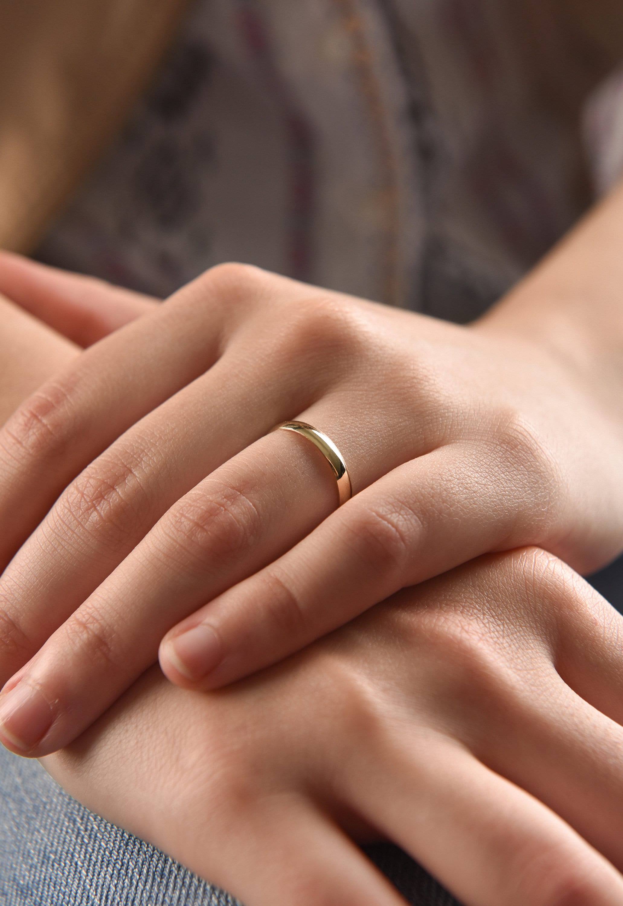 3 mm クラシック 14k ゴールド ウェディング バンド、イエロー