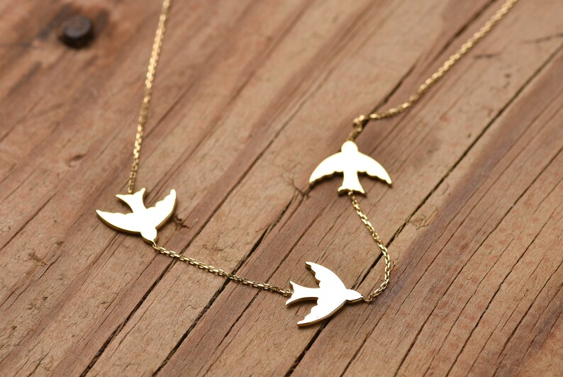 Swallow Bird Gold Necklace Gold Bird Necklace Seagull Gold Etsy