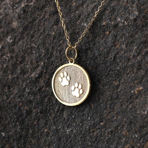 Tiny 14k Gold Dog Paw Print Necklace, Personalized Paw Print Pendant, Gold Pet Jewelry, Puppy Paw Pendant, Dog Necklace Paw Print, Paw Charm