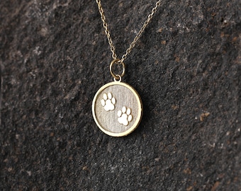 Tiny 14k Gold Dog Paw Print Necklace, Personalized Paw Print Pendant, Gold Pet Jewelry, Puppy Paw Pendant, Dog Necklace Paw Print, Paw Charm