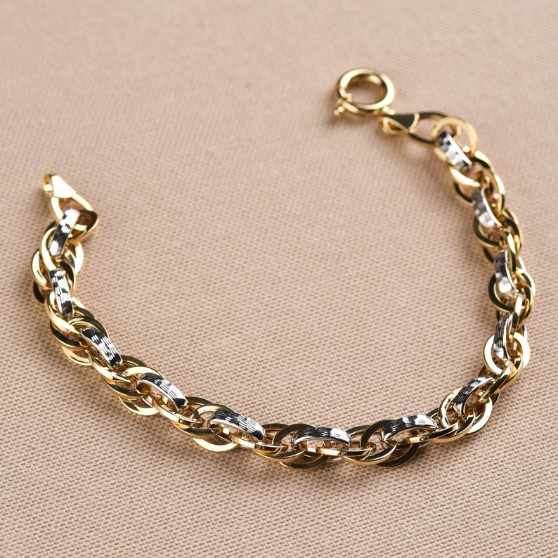 14K Gold Chunky Bracelet Gold Links Bracelet Gold Chain Etsy