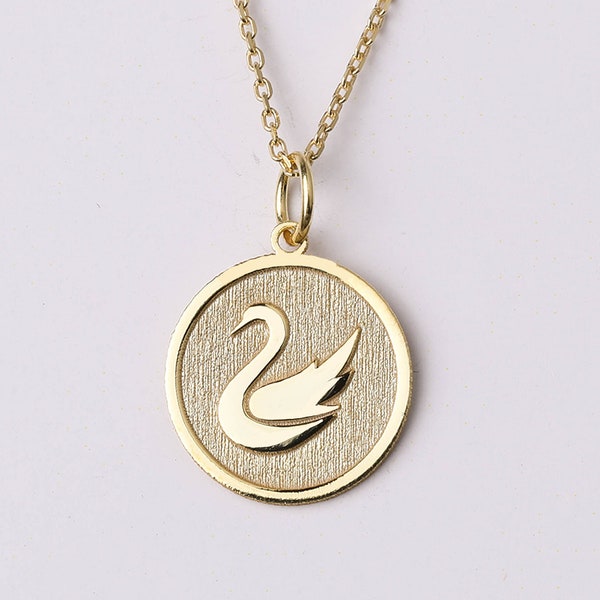 14k Gold Tiny Swan Necklace, Personalized Swan Pendant, Bird Necklace, Dainty Swan Necklace, Swan Charm Necklace, Girlfriend Jewelry Gift