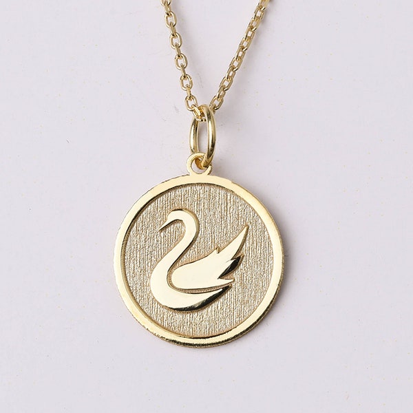 14k gouden kleine zwaanketting, gepersonaliseerde zwaanhanger, vogelketting, sierlijke zwaanketting, zwaan-bedelketting, vriendin sieraden cadeau
