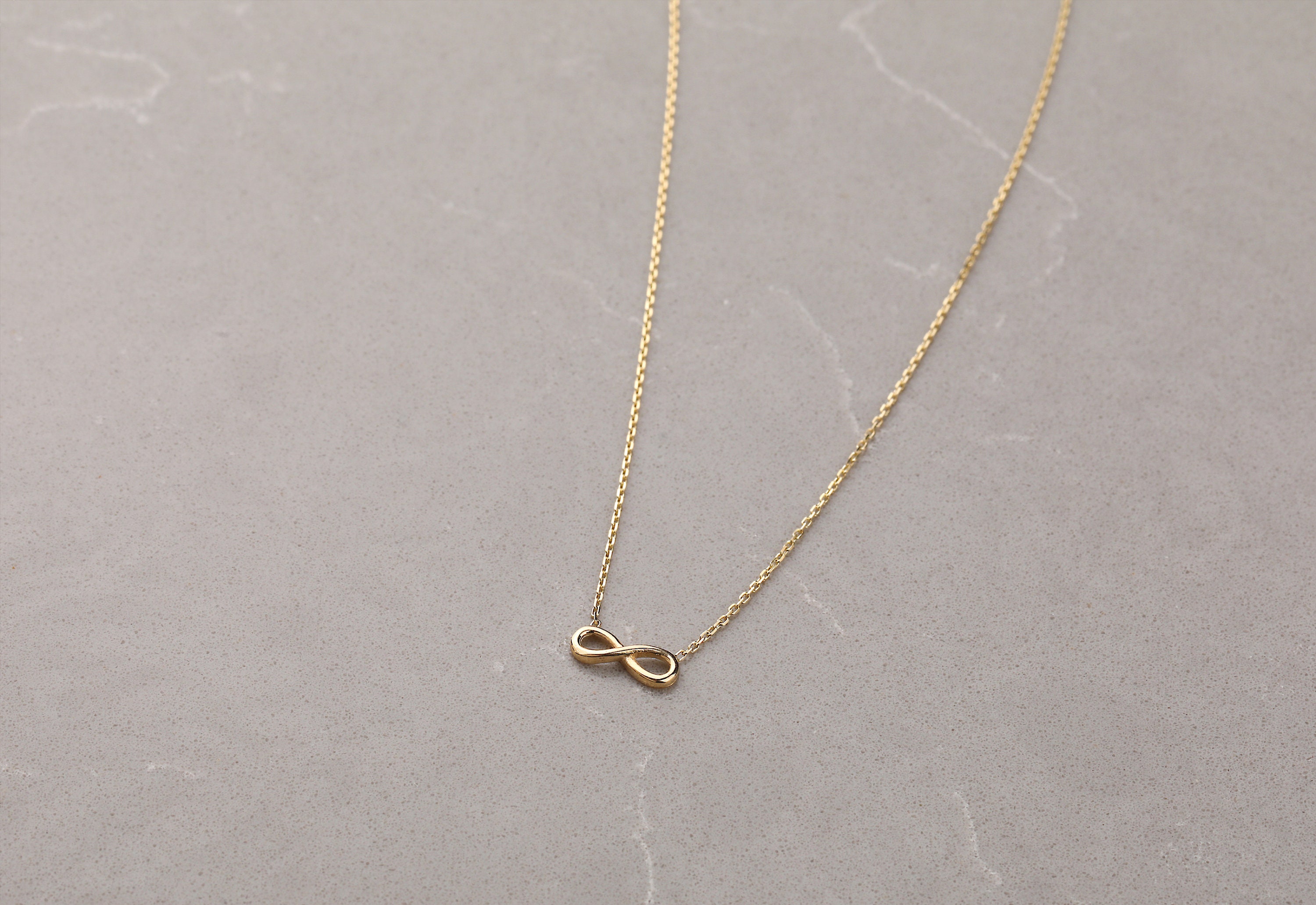Solid Gold Infinity Necklace 14k Gold Infinity Symbol Simple Etsy